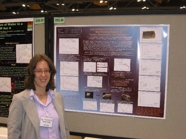 Elise in front of her poster 
  at the AAS in Austin, TX
